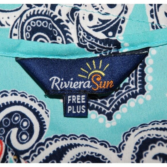 Riviera Sun Caftan Patio Dress Colorful Studded Size Free Plus Paisleys V-Neck - Picture 10 of 12